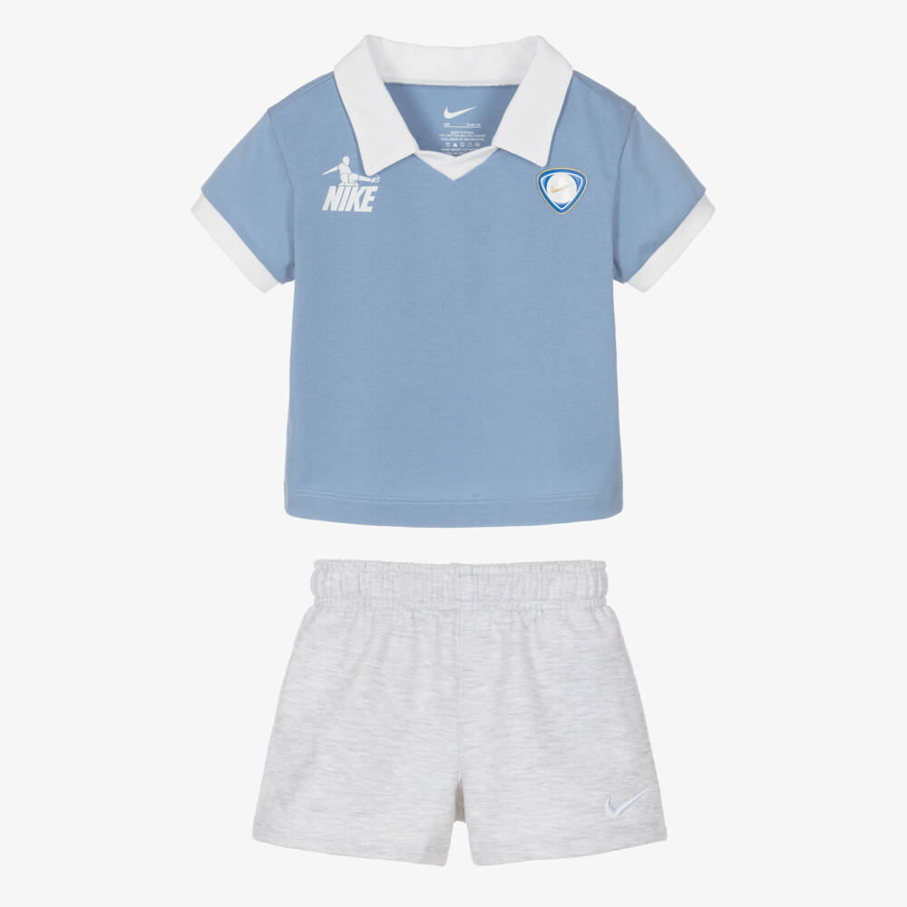 Nike-Boy Blue & Grey Goal Mode Shorts Set | Childrensalon