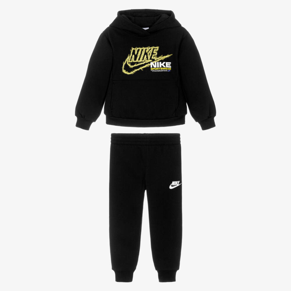 Nike-Спортивный костюм чёрный из хлопка с логотипом Swoosh для мальчиков | Childrensalon