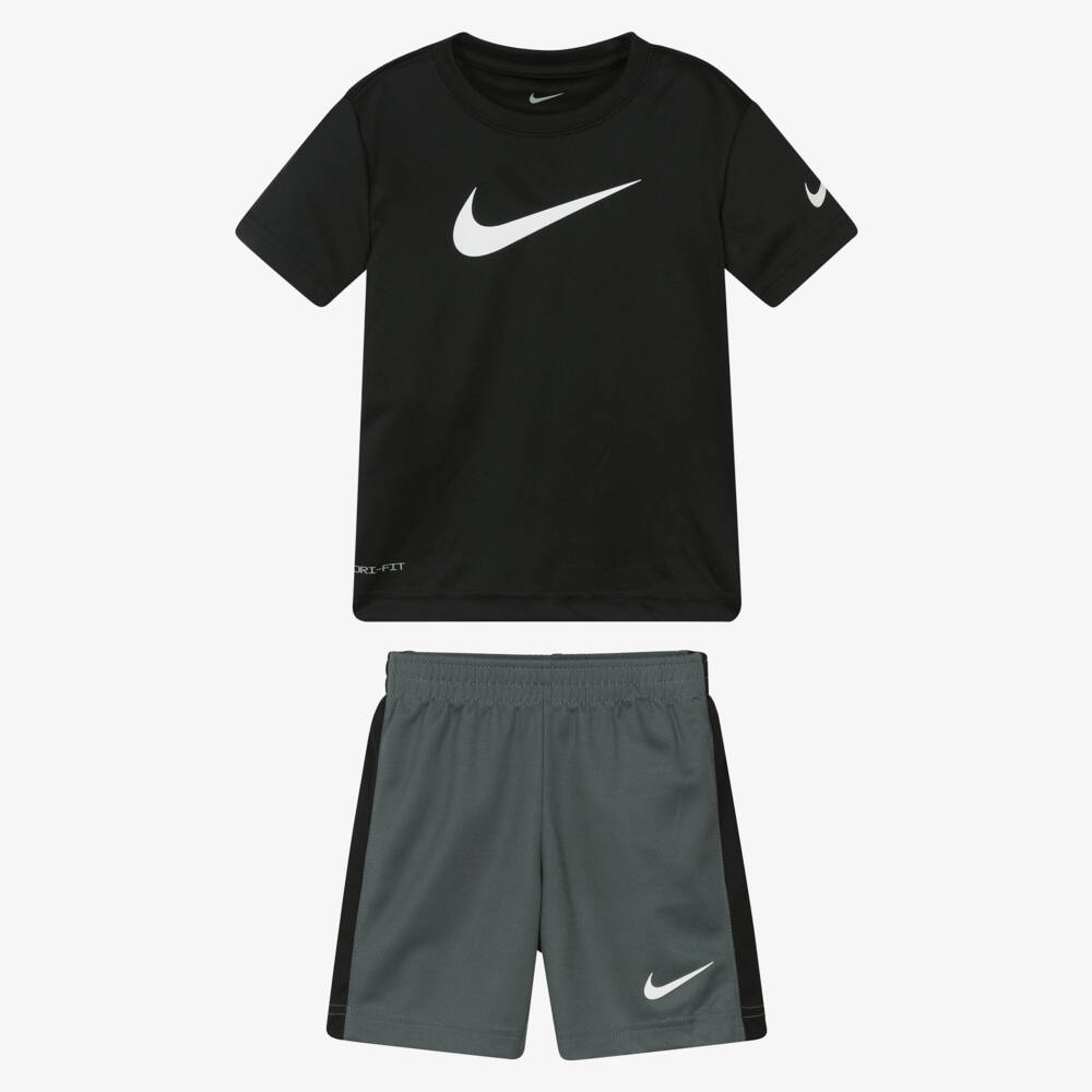 Nike-Boys Black & Grey Dri-FIT Shorts Set | Childrensalon