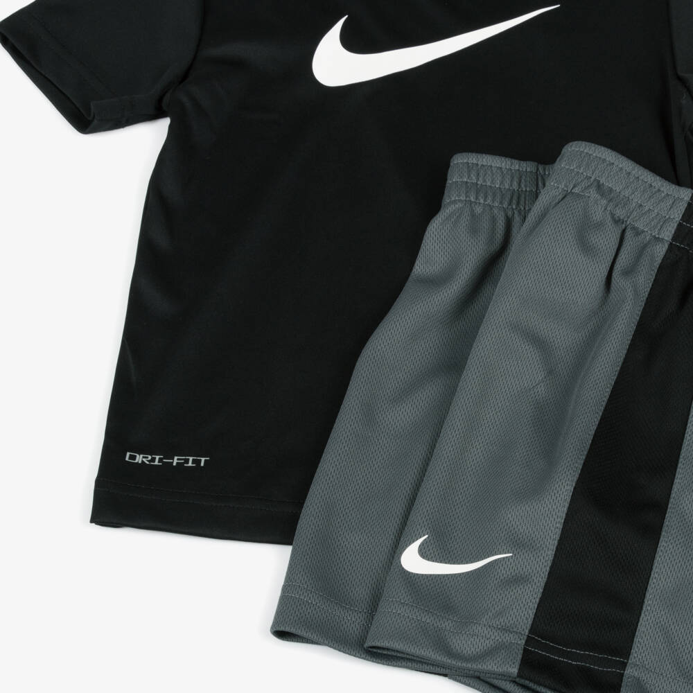 Nike-Boys Black & Grey Dri-FIT Shorts Set | Childrensalon