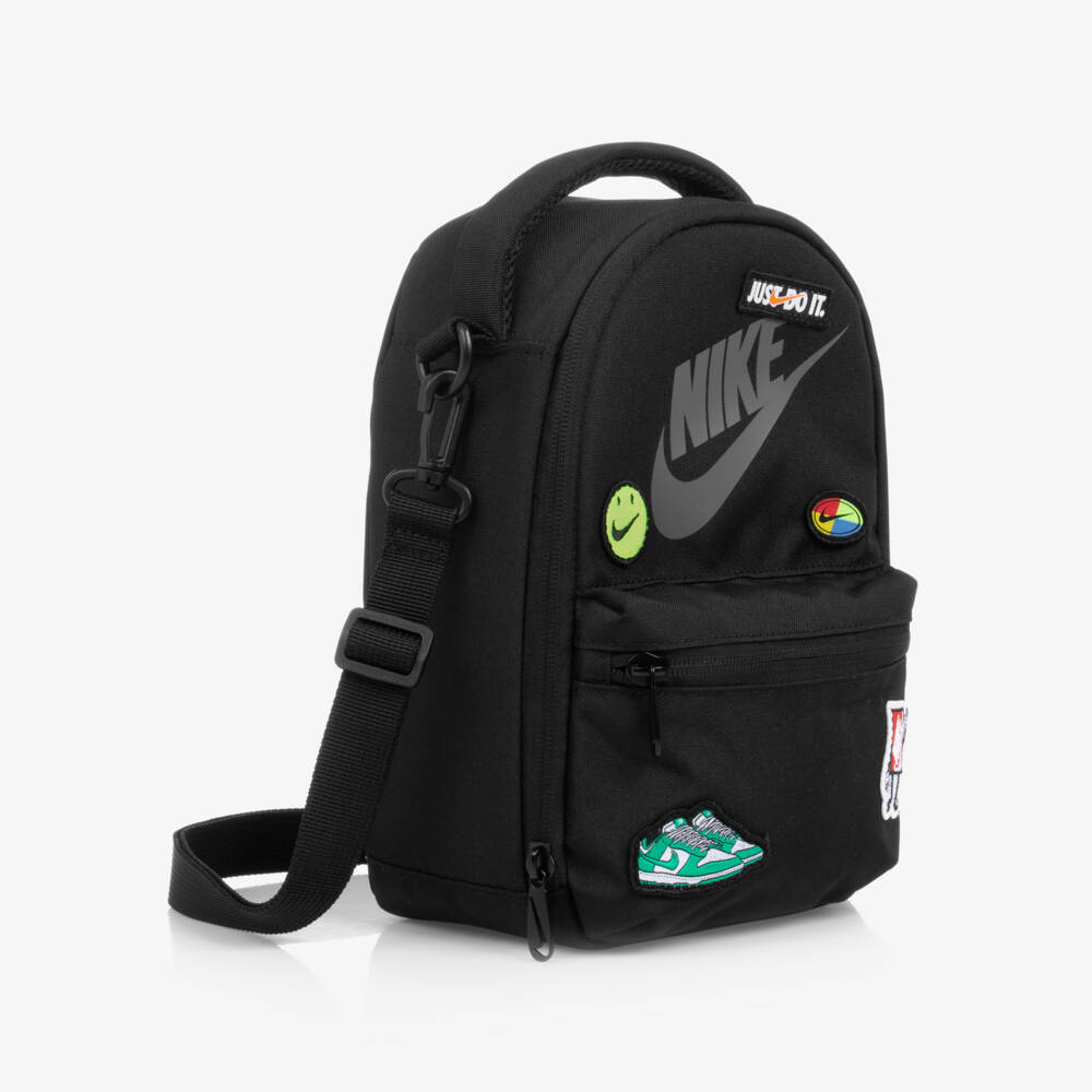 Nike-Boys Black Insulated Lunch Bag with Patches (27cm) | Childrensalon