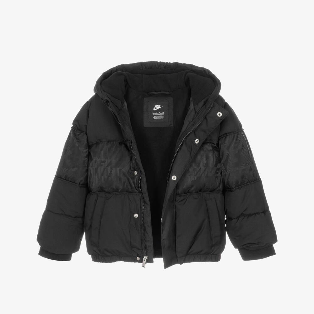 Nike-Boys Black Puffer Jacket with Swoosh Logo | Childrensalon