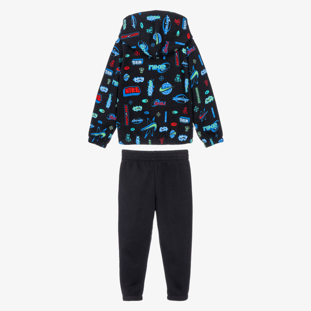 Nike-Boys Black Tracksuit with Colourful Logo Graphics | Childrensalon