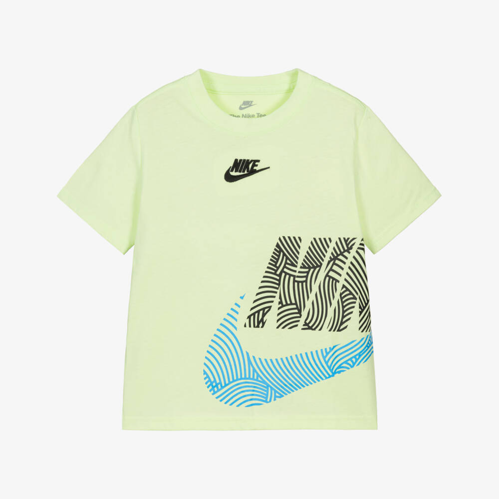 Nike-Boys Bright Green Jersey T-Shirt with Swoosh Logo | Childrensalon
