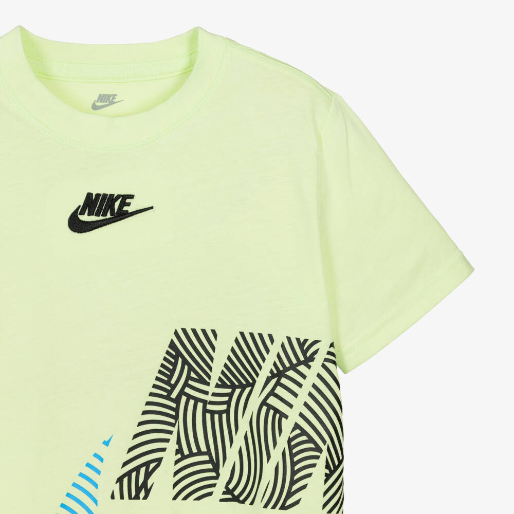 Nike-Boys Bright Green Jersey T-Shirt with Swoosh Logo | Childrensalon