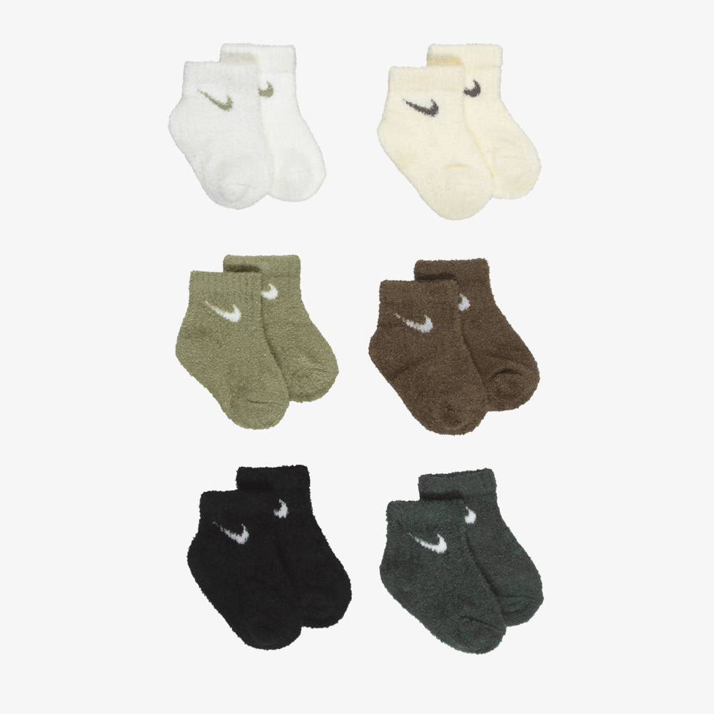Nike-Boys Green Fluffy Ankle Socks (6 Pack) | Childrensalon