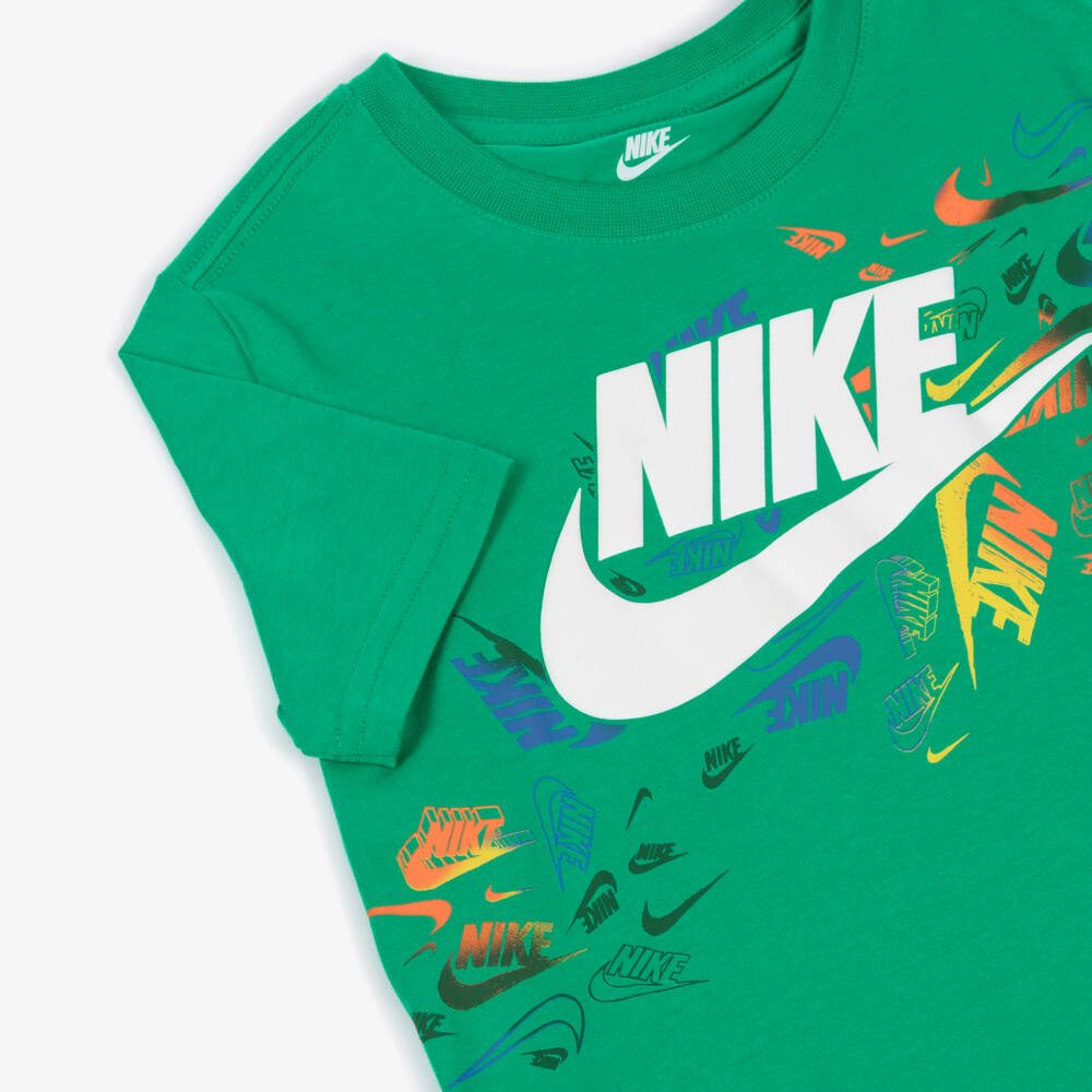 Nike - Boys Green Graphic Logo Print T-Shirt | Childrensalon