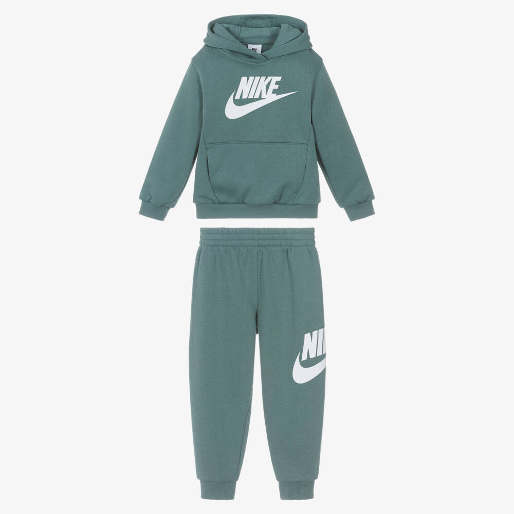 Nike-Boys Green Jersey Tracksuit with Swoosh Logo | Childrensalon