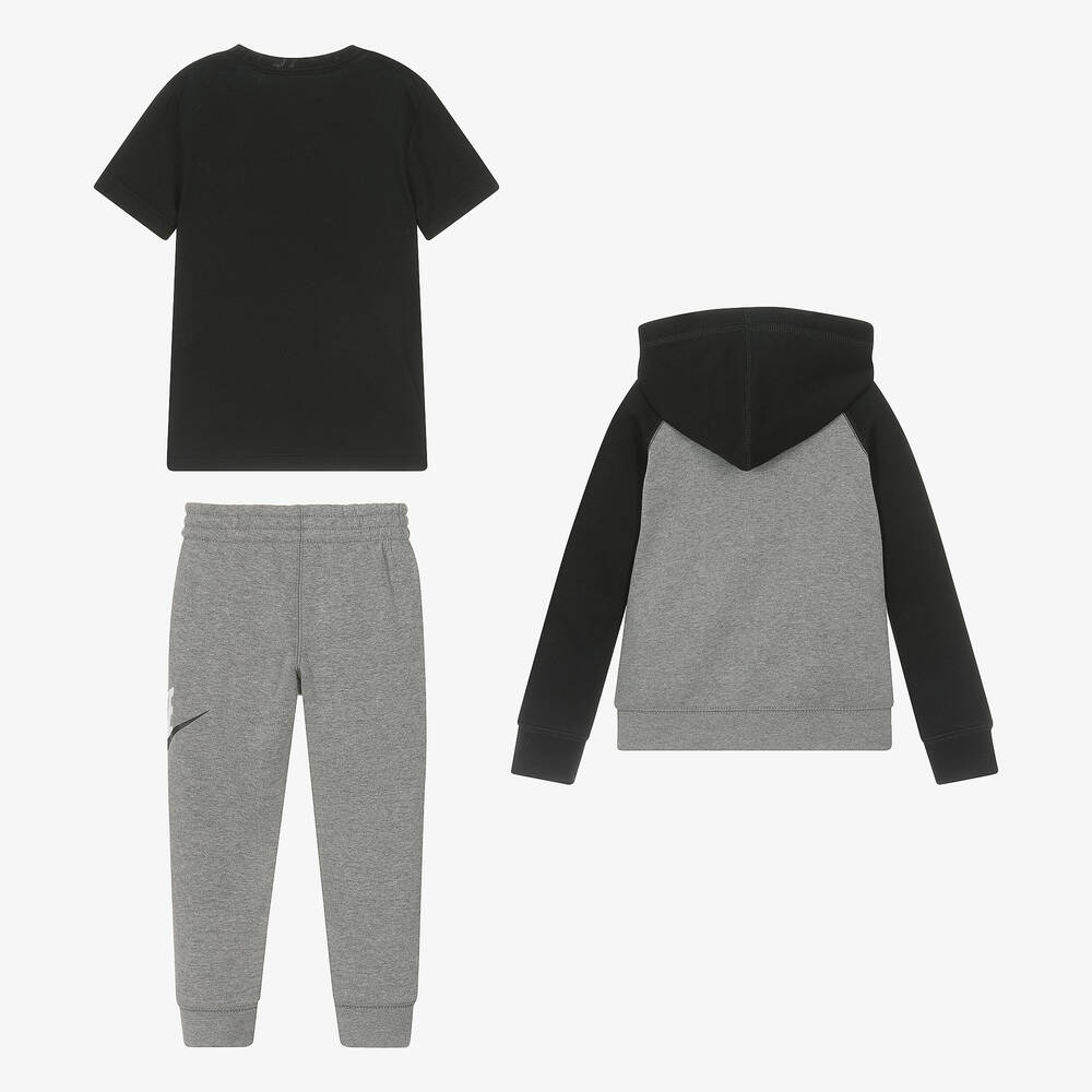 Nike-Boys Grey Swoosh Tracksuit Set | Childrensalon