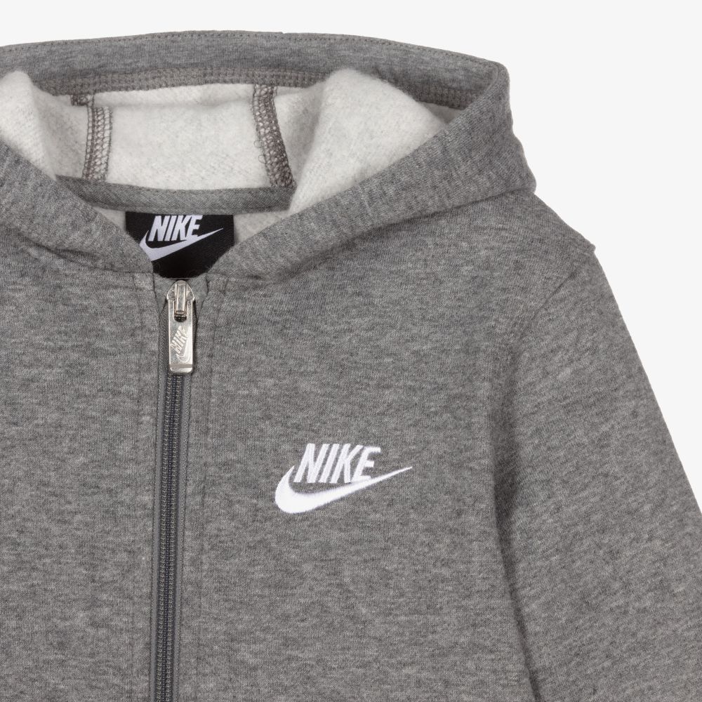 Nike-Boys Grey Zip-Up Hooded Top | Childrensalon
