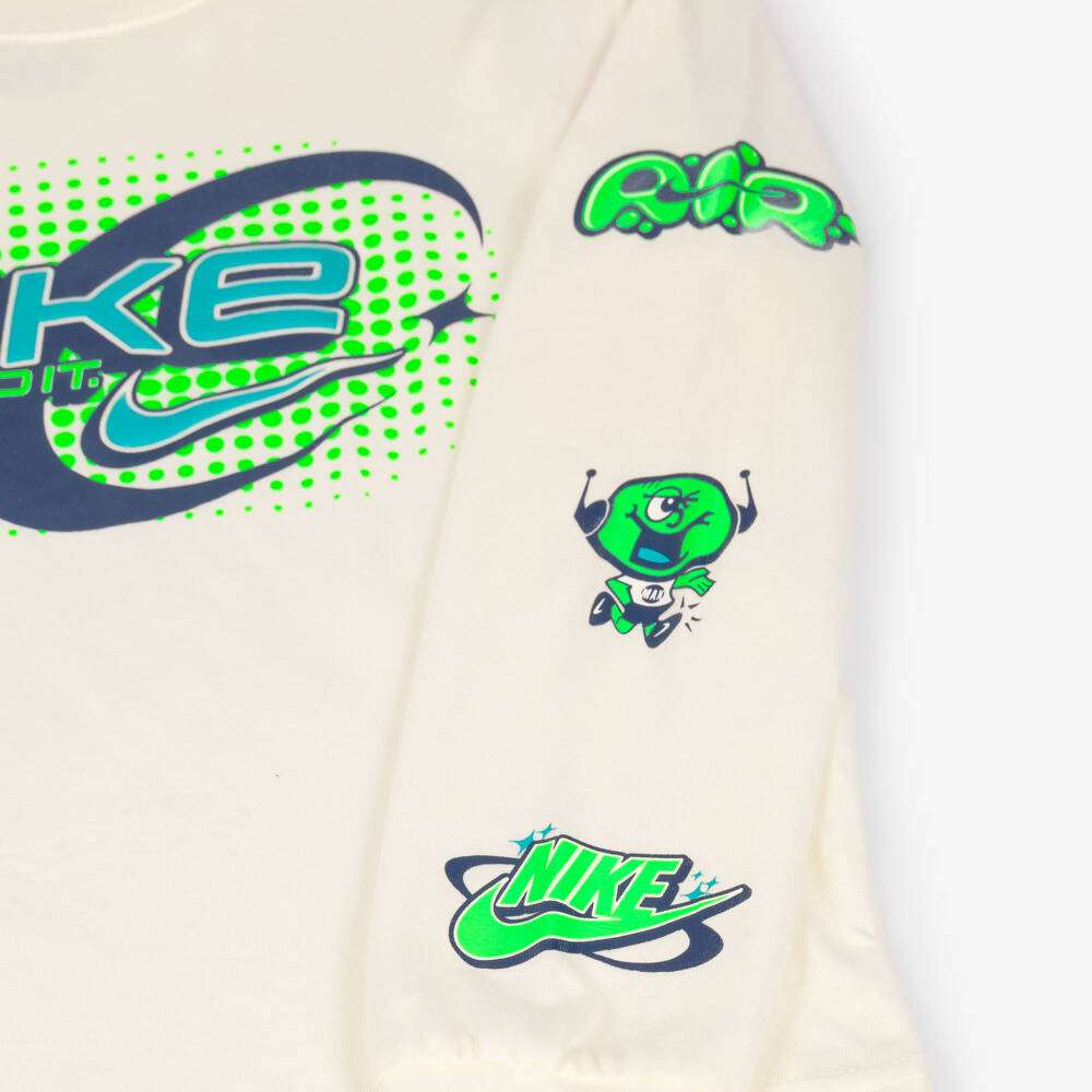 Nike-Boys Ivory Long-Sleeved Graphic Top | Childrensalon