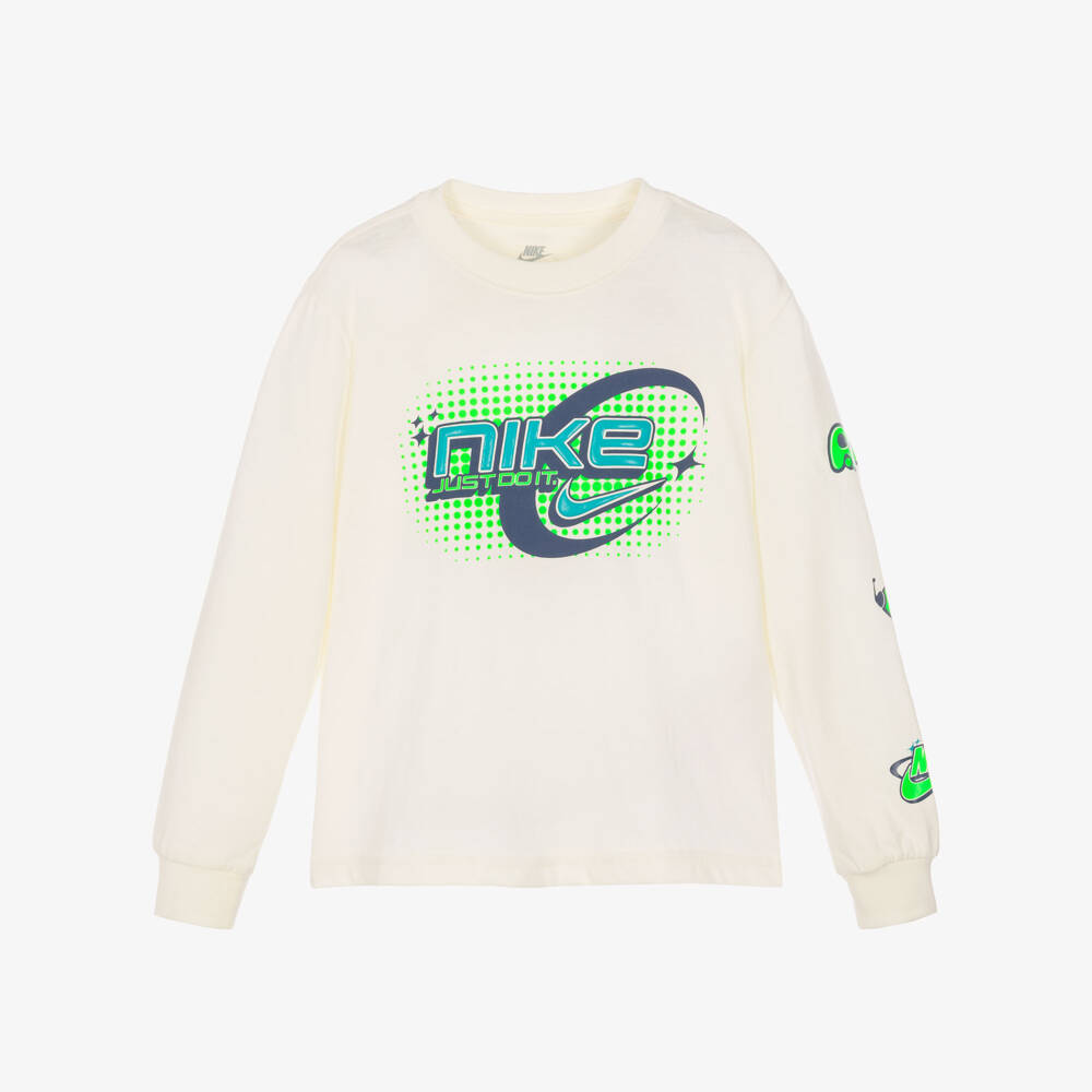 Nike-Boys Ivory Long-Sleeved Graphic Top | Childrensalon