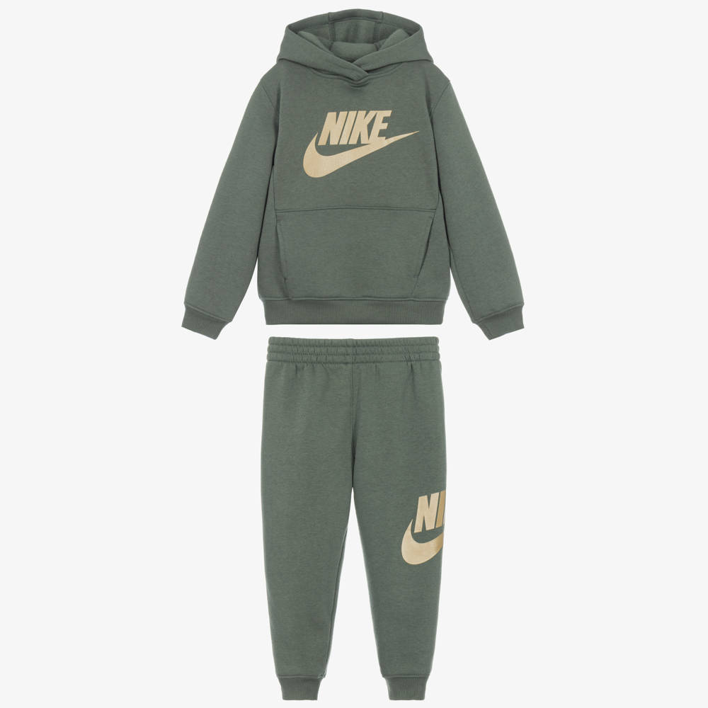 Nike-Boys Moss Green Swoosh Logo Tracksuit | Childrensalon