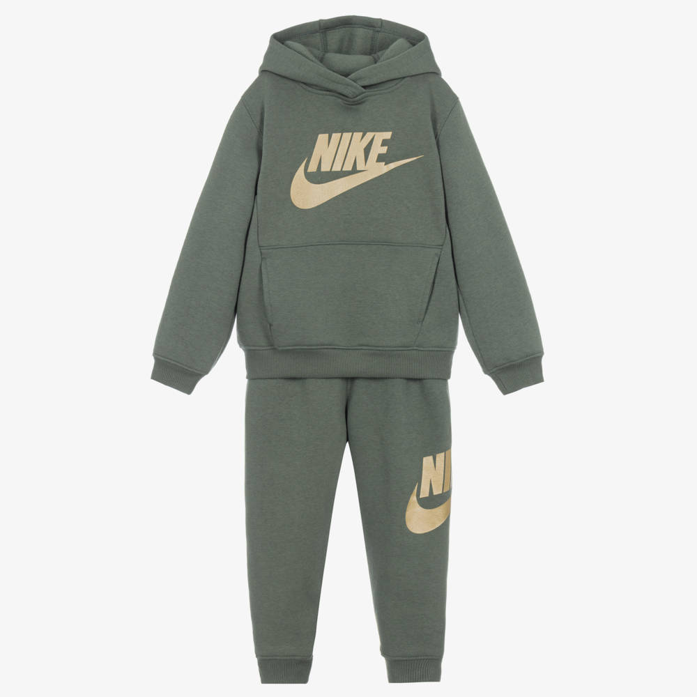 Nike-Boys Moss Green Swoosh Logo Tracksuit | Childrensalon