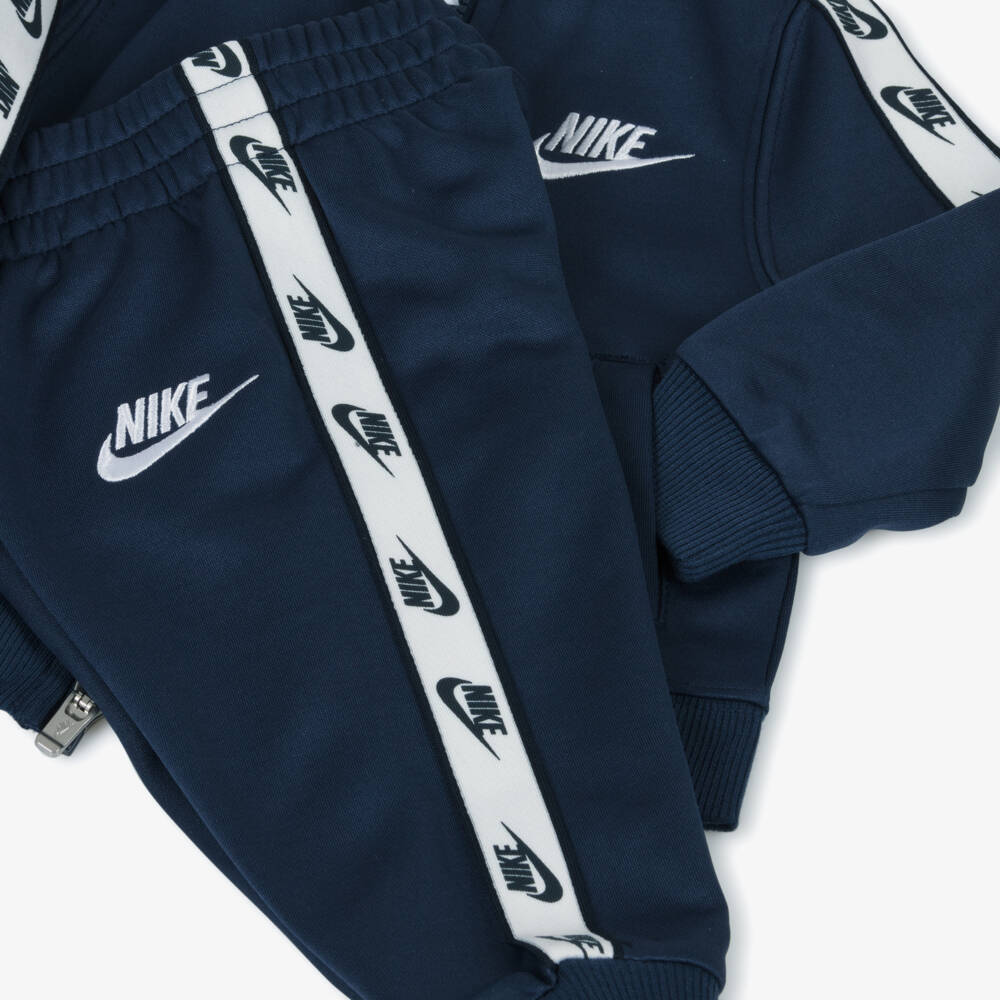 Nike-Boys Navy Blue Logo Tape Tracksuit  | Childrensalon