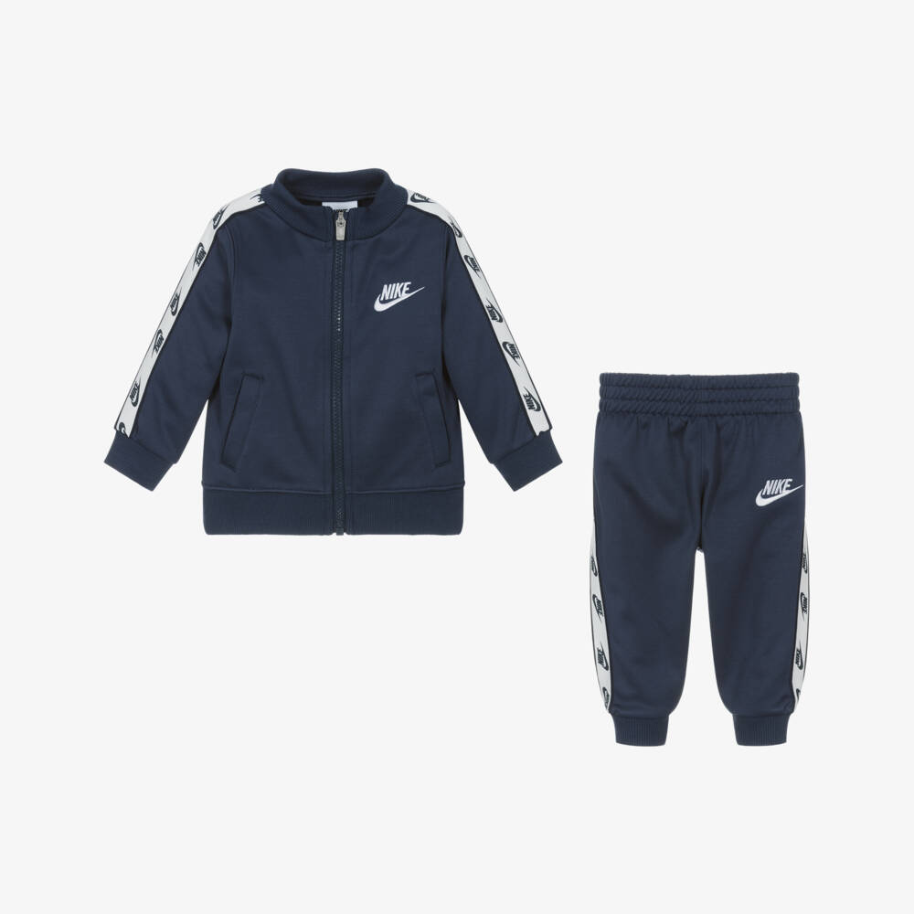 Nike-Boys Navy Blue Logo Tape Tracksuit  | Childrensalon