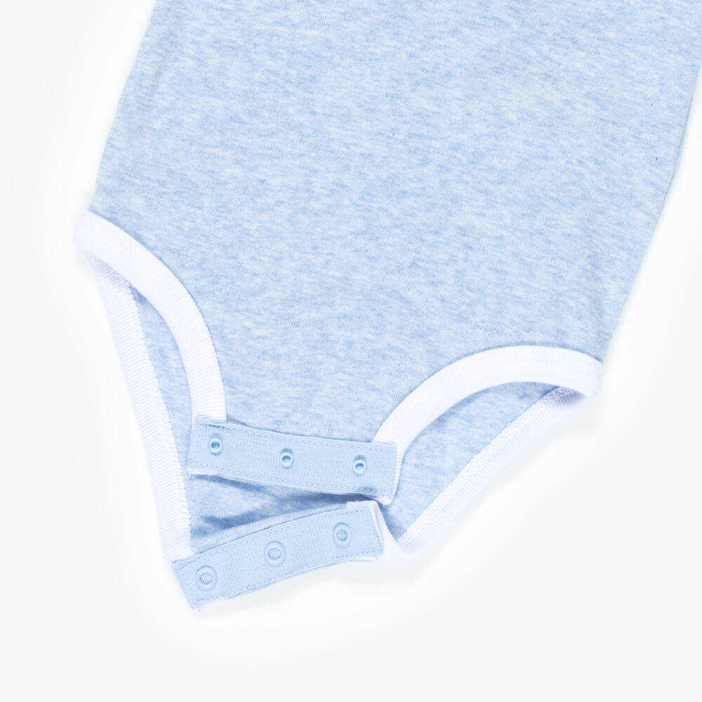 Nike-Boys Pale Blue Cotton Jersey Babysuit Set with Swoosh Logos | Childrensalon