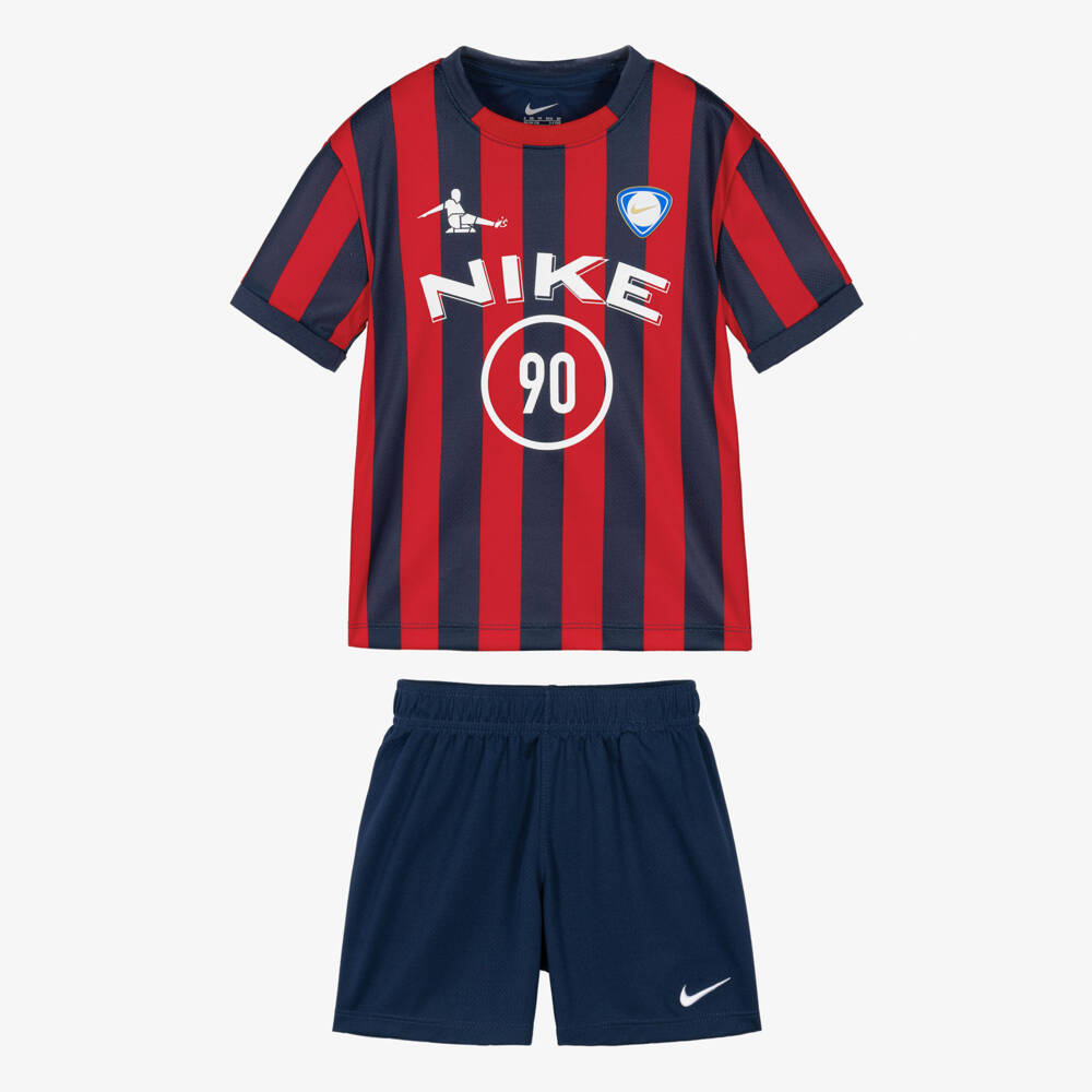 Nike-Boys Red & Blue Goal Mode Shorts Set | Childrensalon