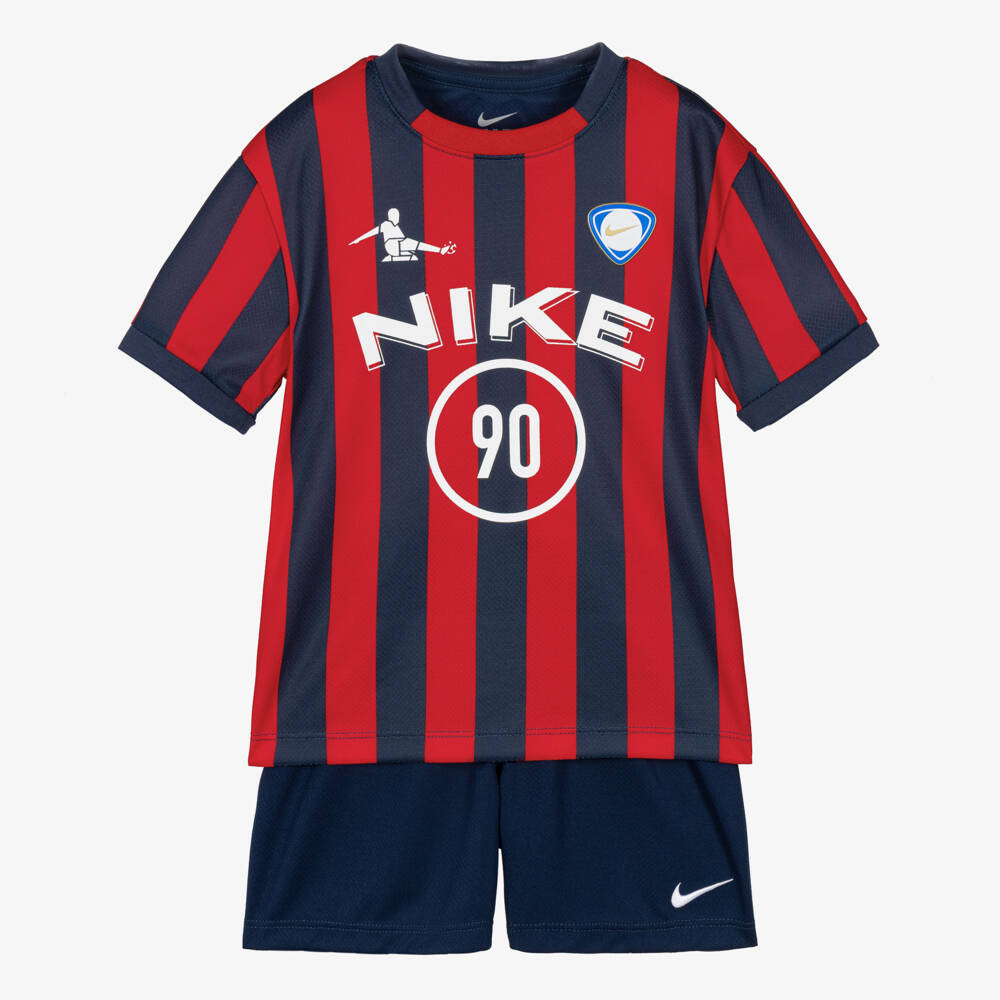 Nike-Boys Red & Blue Goal Mode Shorts Set | Childrensalon