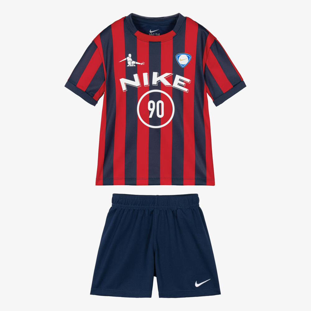 Nike-Boys Red & Blue Goal Mode Shorts Set | Childrensalon