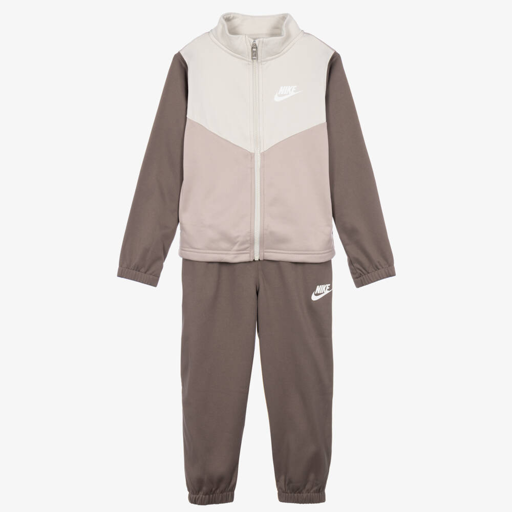 Nike-Boys Taupe & Beige Colourblock Tracksuit | Childrensalon