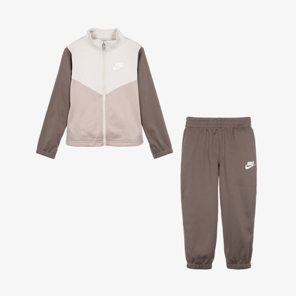 Nike-Boys Taupe & Beige Colourblock Tracksuit | Childrensalon