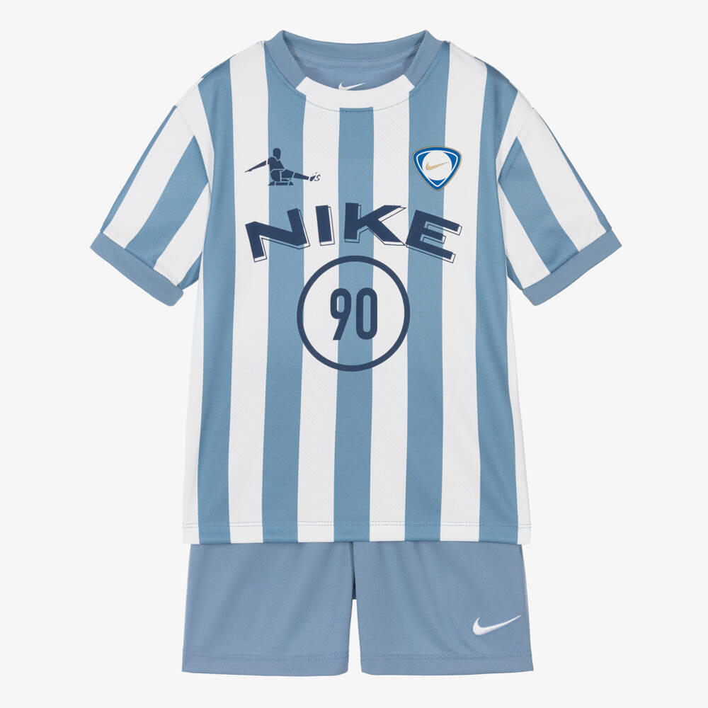 Nike-Boys White & Blue Goal Mode Shorts Set | Childrensalon
