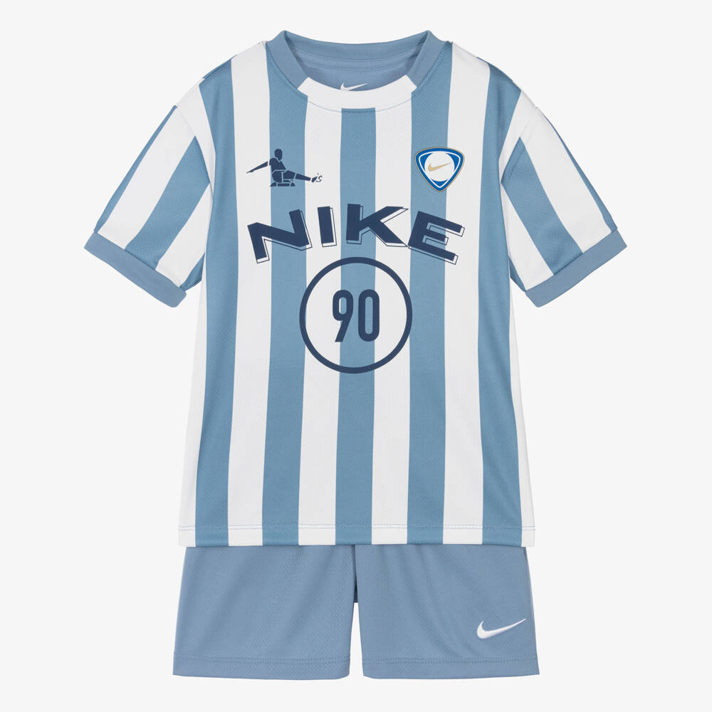 Nike-Boys White & Blue Goal Mode Shorts Set | Childrensalon