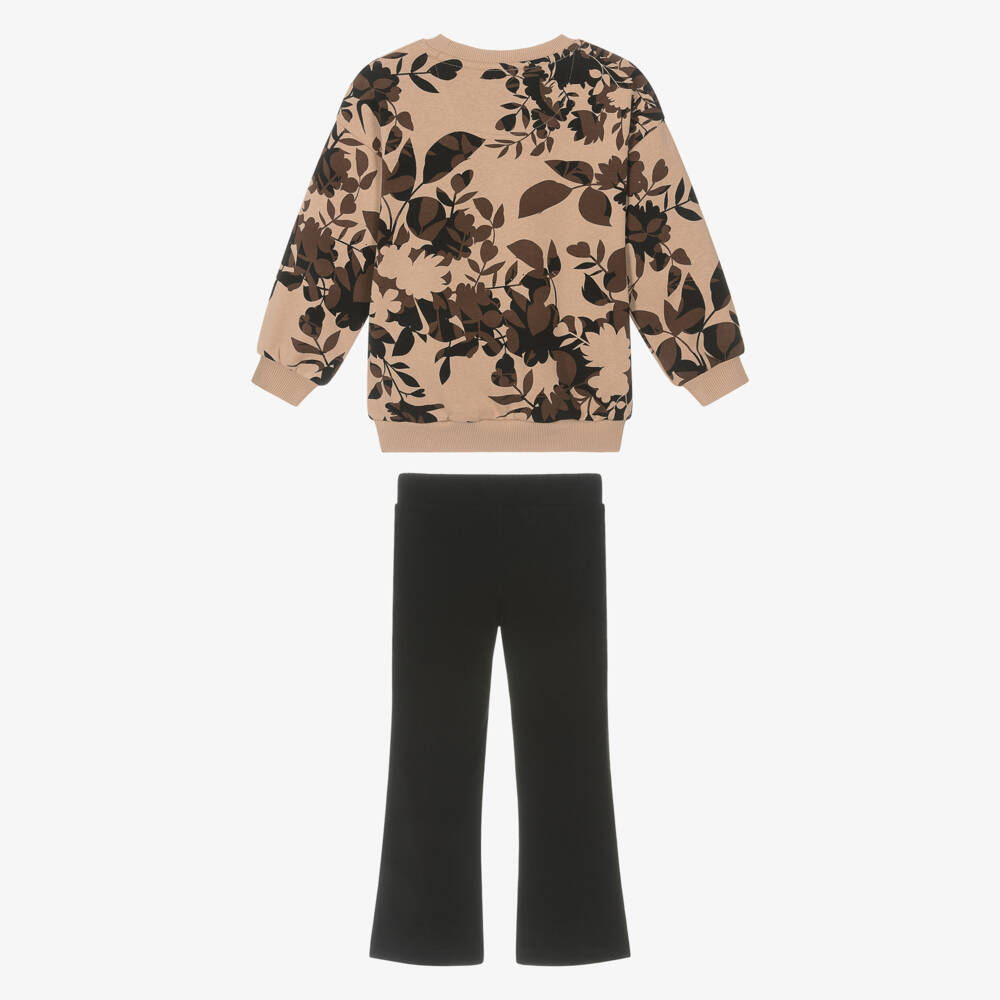 Nike-Girls Black Floral Print Leggings Set | Childrensalon