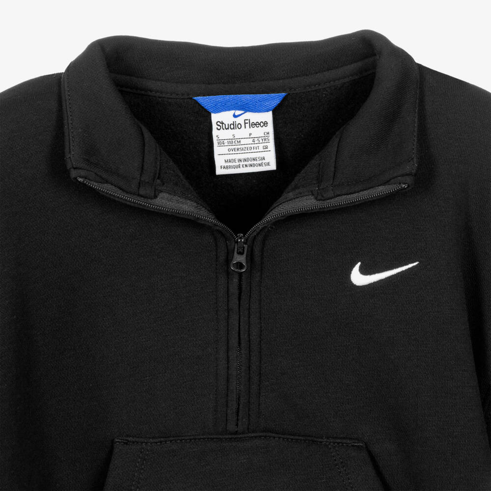 Nike-Girls Black Studio Fleece Tracksuit | Childrensalon