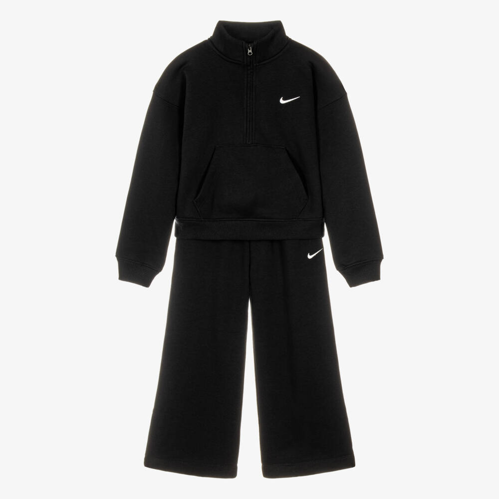 Nike-Girls Black Studio Fleece Tracksuit | Childrensalon