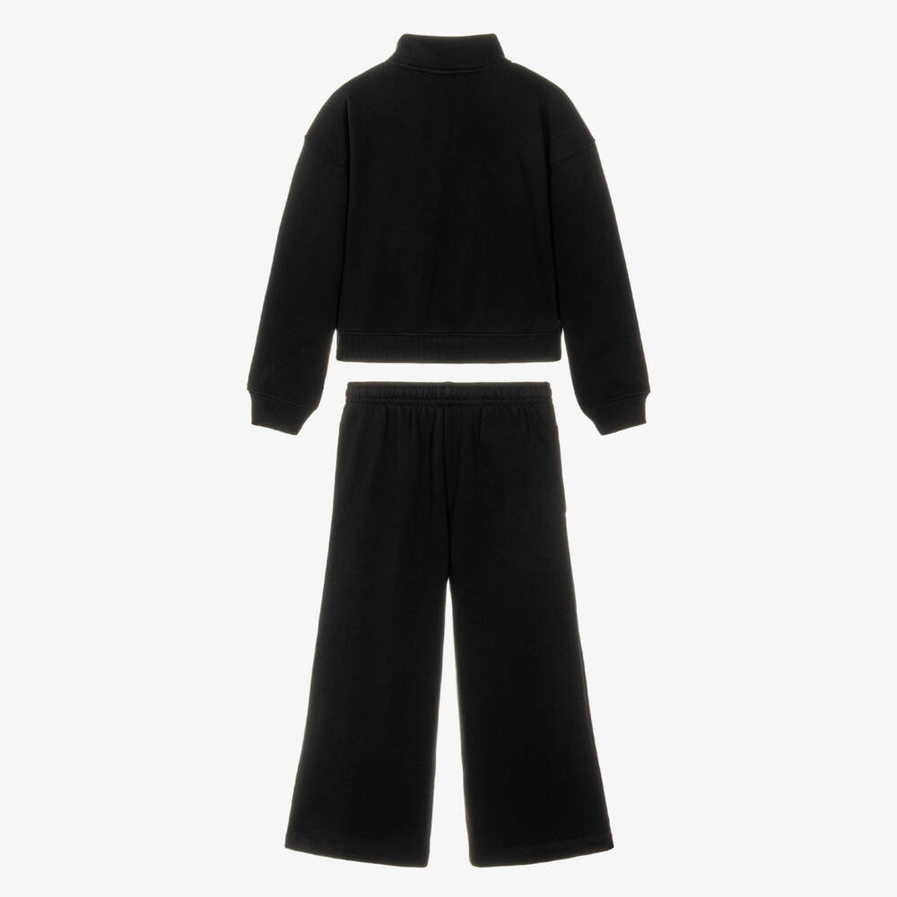 Nike-Girls Black Studio Fleece Tracksuit | Childrensalon
