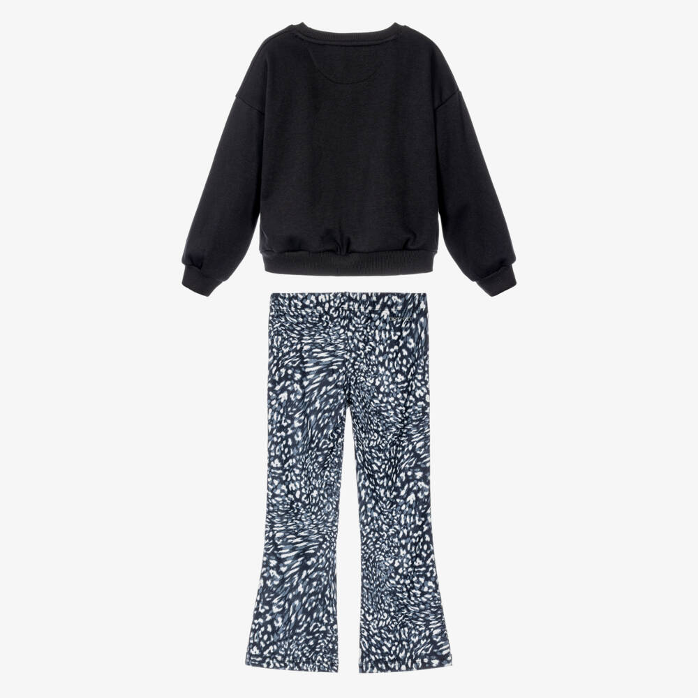 Nike-Girls Black Swoosh Sweatshirt & Leggings Set | Childrensalon