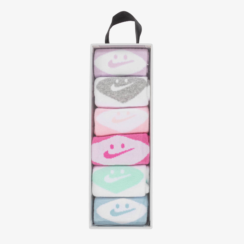 Nike-Girls Cotton Swoosh Logo Socks (6 Pack) | Childrensalon