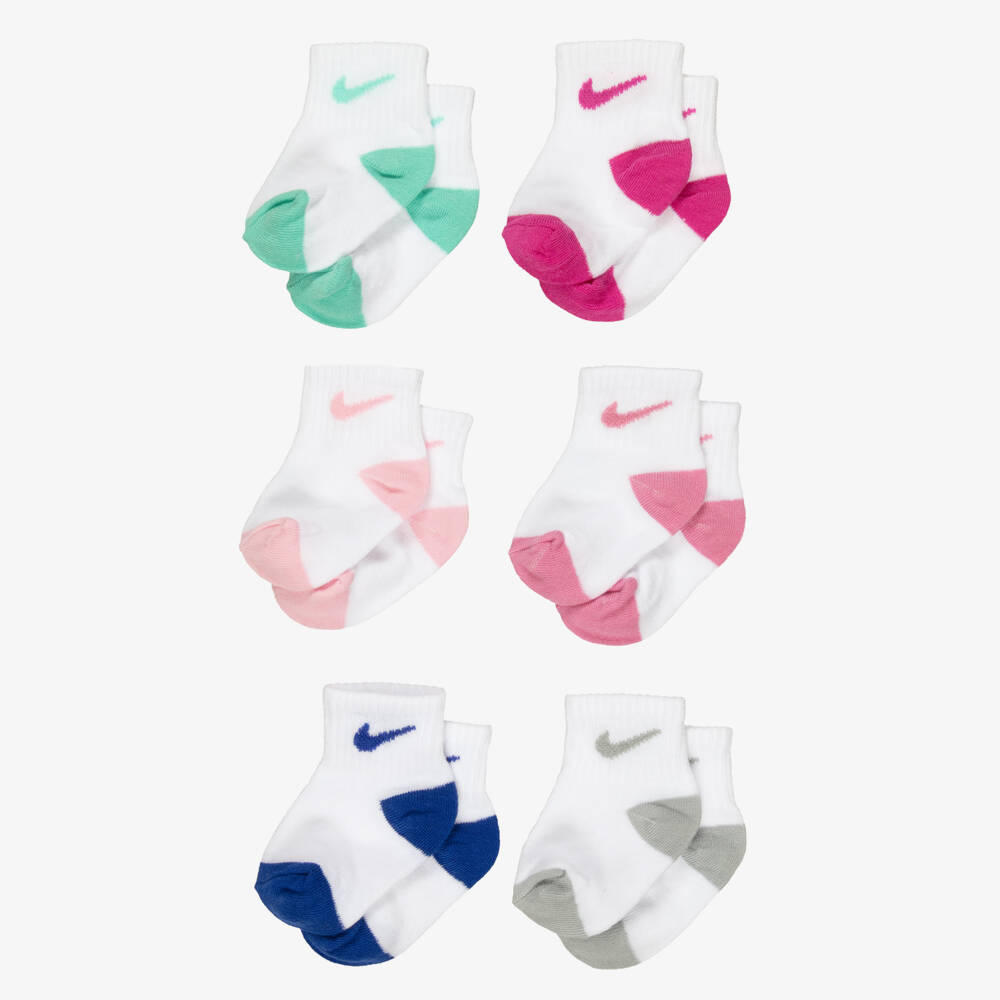 Nike-Girls Ivory Ankle Socks (6 Pack) | Childrensalon