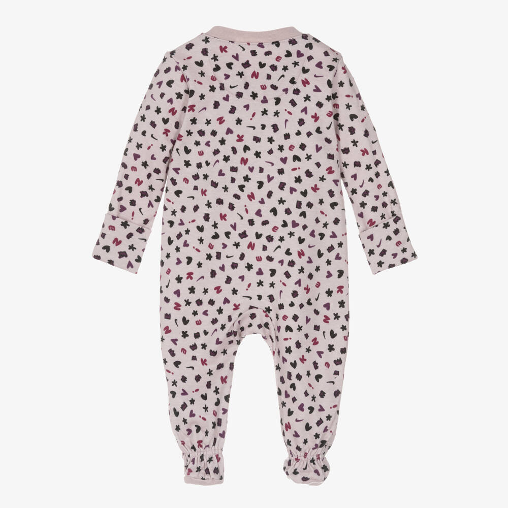 Nike-Girls Lilac Purple Cotton Babygrow with Hearts & Logos | Childrensalon