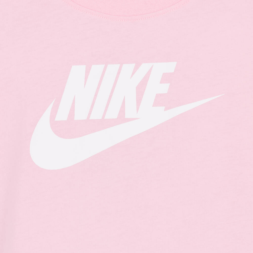Nike-Girls Pale Pink Jersey Boxy T-Shirt with Swoosh Logo | Childrensalon
