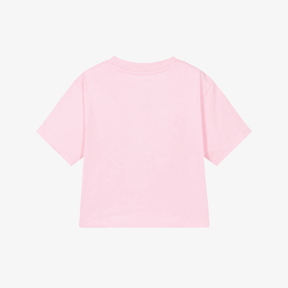 Nike-Girls Pale Pink Jersey Boxy T-Shirt with Swoosh Logo | Childrensalon