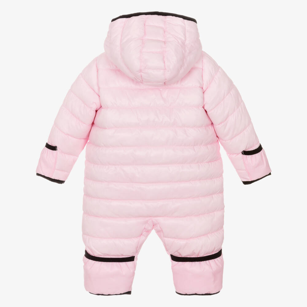 Nike-Girls Pale Pink Logo Padded Snowsuit | Childrensalon