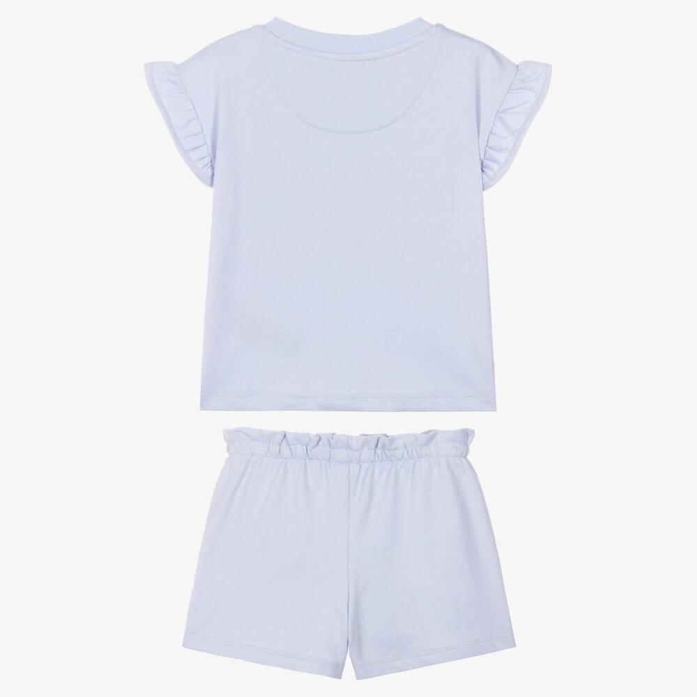 Nike-طقم شورت بأكمام كشكش لون أزرق باستيل للبنات | Childrensalon