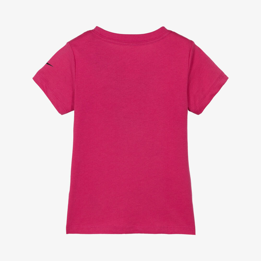 Nike-Girls Pink Floral Jersey T-Shirt with Swoosh Logo | Childrensalon