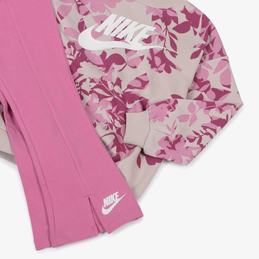 Nike-Girls Pink Floral Print Leggings Set | Childrensalon