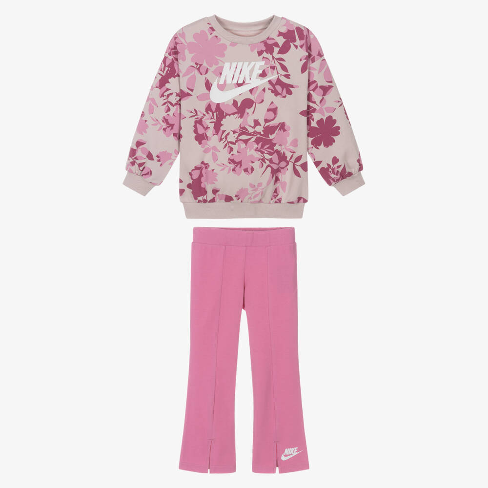 Nike-Girls Pink Floral Print Leggings Set | Childrensalon