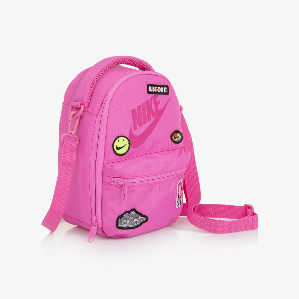 Nike-Girls Pink Logo Patch Lunch Bag (27cm) | Childrensalon