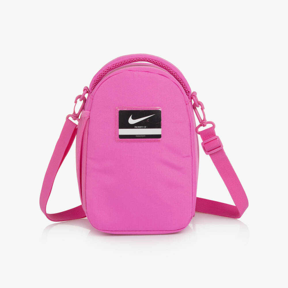 Nike-Girls Pink Logo Patch Lunch Bag (27cm) | Childrensalon