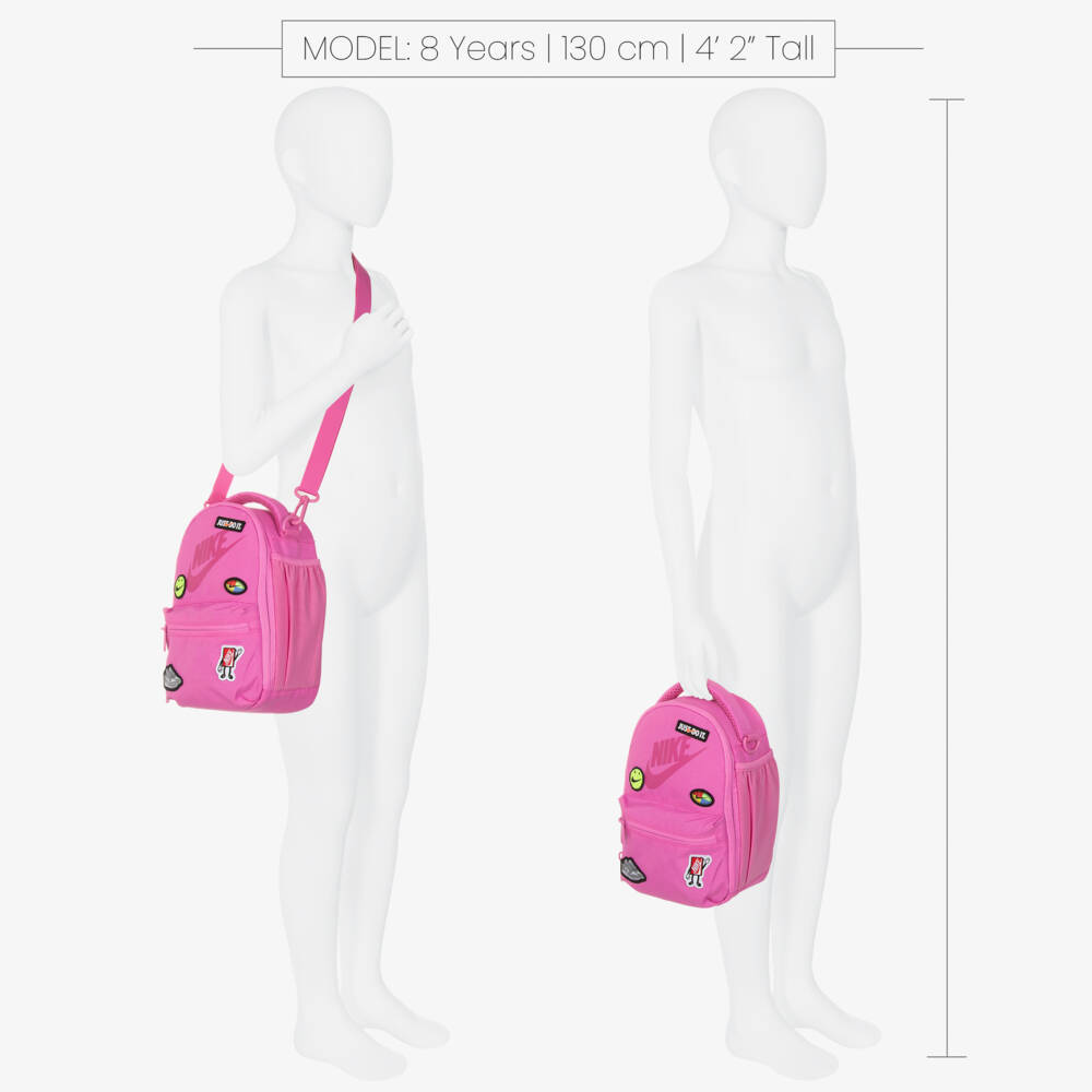 Nike-Girls Pink Logo Patch Lunch Bag (27cm) | Childrensalon