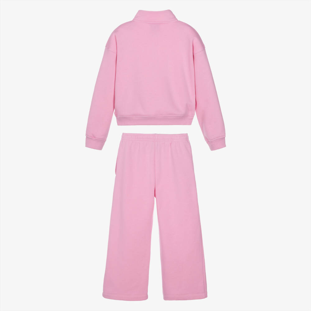 Nike-Girls Pink Studio Fleece Tracksuit | Childrensalon