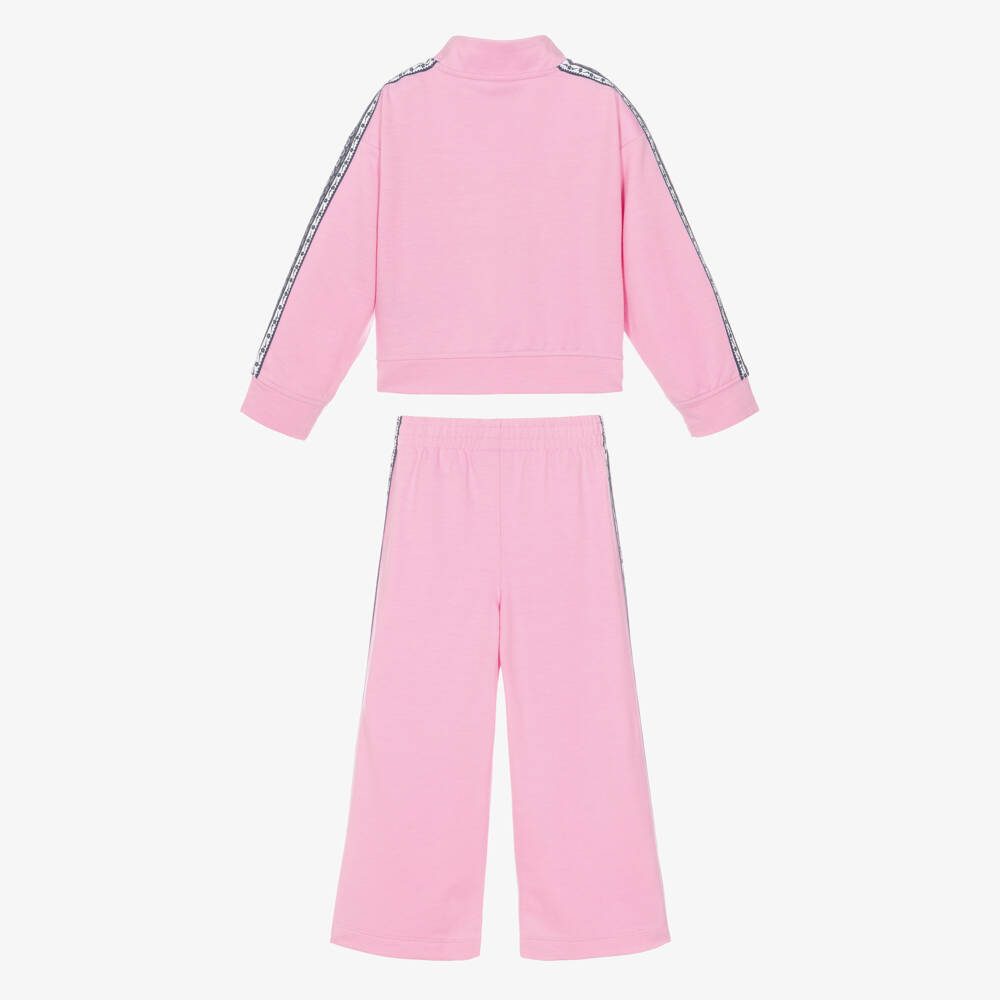 Nike-Girls Pink Tracksuit with Floral Logo Tape | Childrensalon