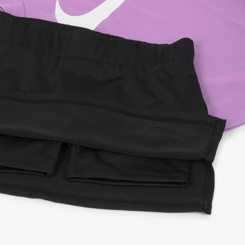 Nike-Girls Purple & Black Swoosh Logo Skort Set | Childrensalon