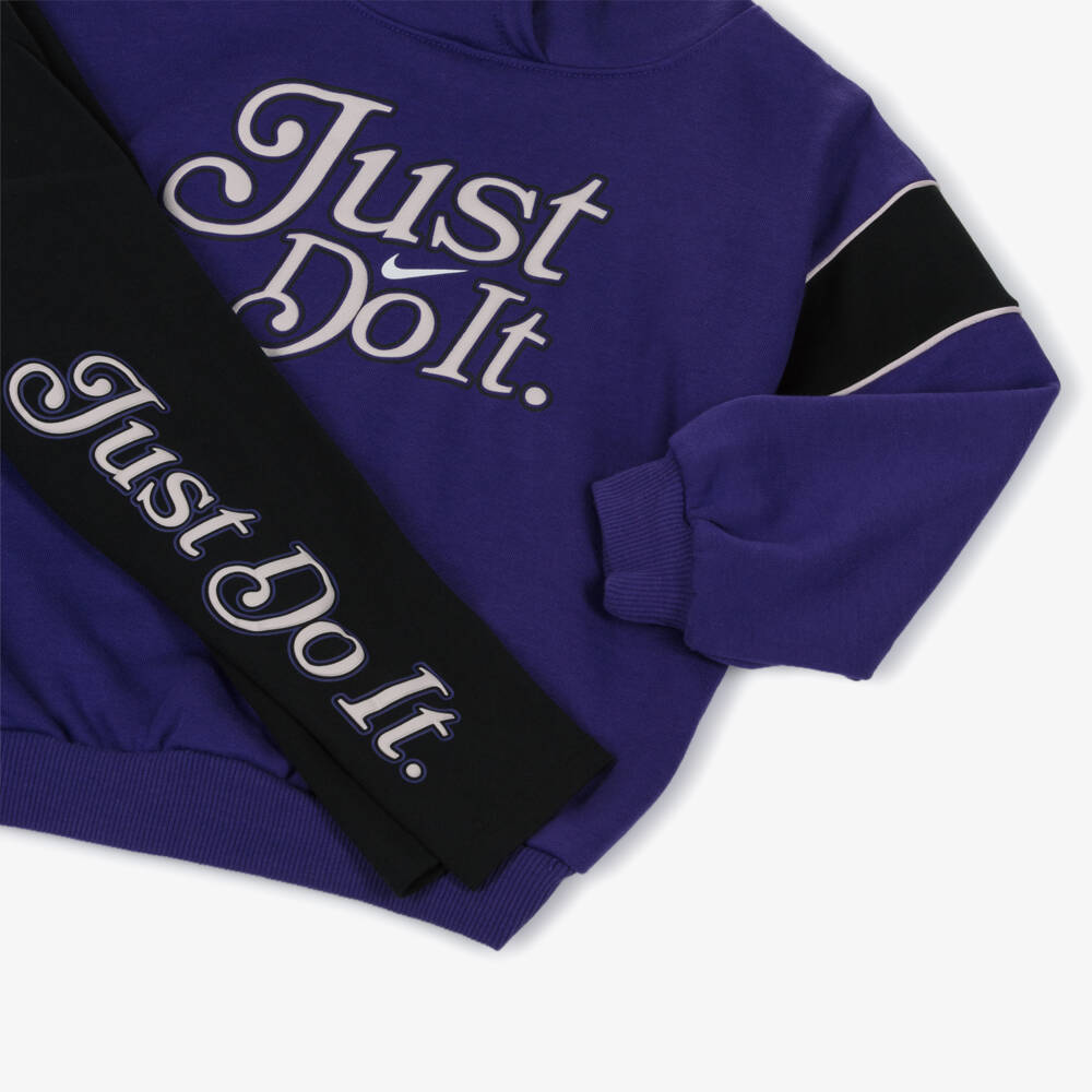 Nike-Girls Purple Hoodie & Black Leggings Set | Childrensalon